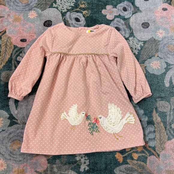Baby Boden Dove dress 6-12mo bird appliqué embroidered pink cotton infant mini - Picture 5 of 14